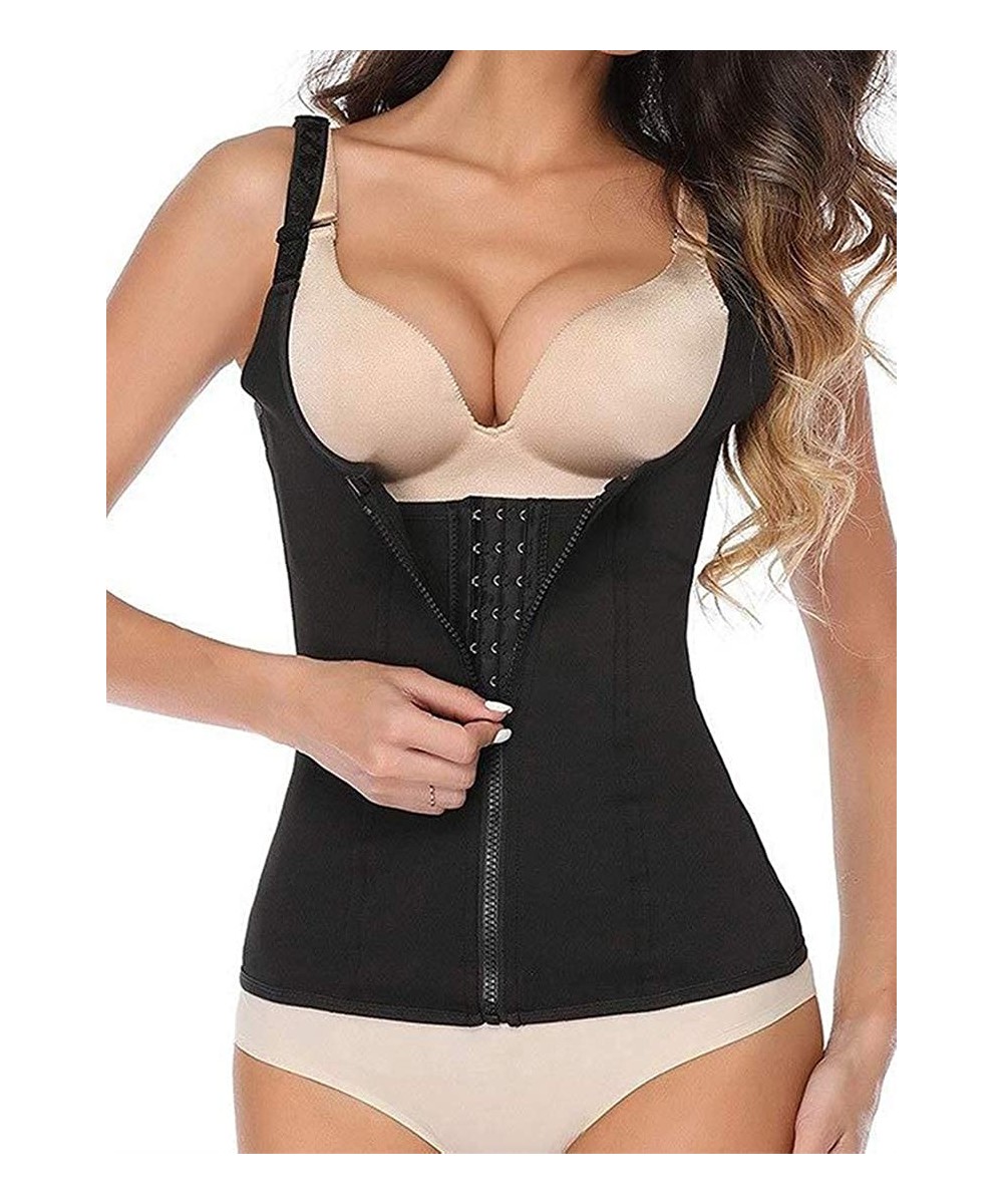 Shapewear Women's Waist Trainer Tummy Control Corset Workout Body Shaper Adjustable Strap - Black - CV19C4WDZX2