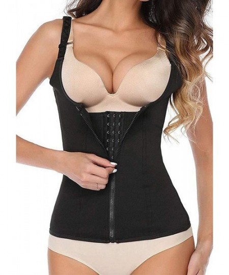 Shapewear Women's Waist Trainer Tummy Control Corset Workout Body Shaper Adjustable Strap - Black - CV19C4WDZX2