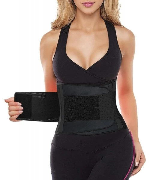 Shapewear Women Waist Trainer Belt - Slimming Sauna Waist Trimmer Belly Band Sweat Sports Girdle Belt - Black (updated) - CT1...