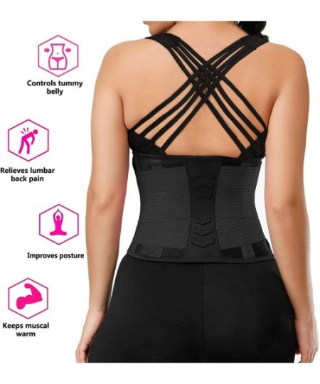 Shapewear Women Waist Trainer Belt - Slimming Sauna Waist Trimmer Belly Band Sweat Sports Girdle Belt - Black (updated) - CT1...