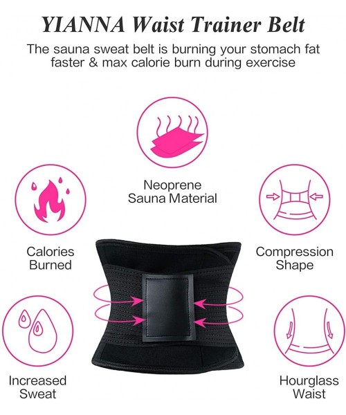 Shapewear Women Waist Trainer Belt - Slimming Sauna Waist Trimmer Belly Band Sweat Sports Girdle Belt - Black (updated) - CT1...