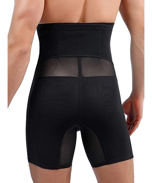 Shapewear Men's Shapewear High Waist Tummy Leg Control Briefs Anti-Curling Slimming Body Shaper - Black-hooks-1-steel-bones -...