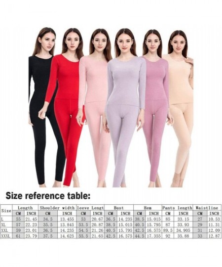 Thermal Underwear Womens Thermal Underwear Set Long Johns with Double-Sided Fleece- Ultra Soft Top & Bottom Base Layer for Sk...