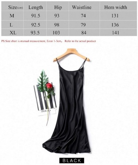 Nightgowns & Sleepshirts Ladies Sexy Night Dress Cross The Back Imitation Silk Satin Sleeveless Nighties V-Neck Nightgown Sle...