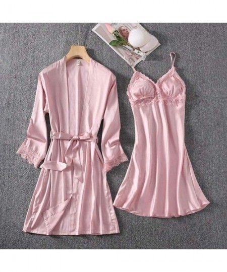 Robes Sexy Female Sleepwear Satin Robe Set Summer Kimono Bathrobe Elegant Style Print Floral Bride Bridesmaid Dressing Gown C...