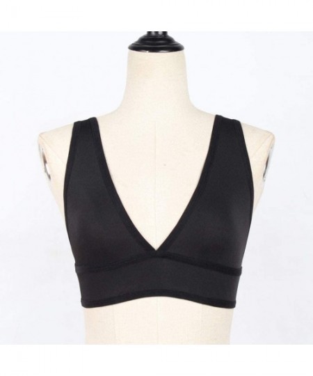 Bras Women Casual Slim Sleeveless Tank Tops Crop Top Backless Fitness Vest - Black - CJ18TRIMNNR