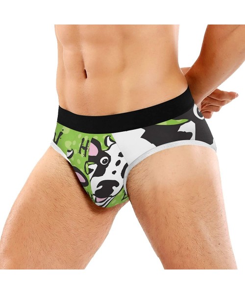 Briefs Men's Briefs Happy Cow On Polka Dot Background Men's Underwear Triangle Print Breathable Briefs - CL197HK0A6E