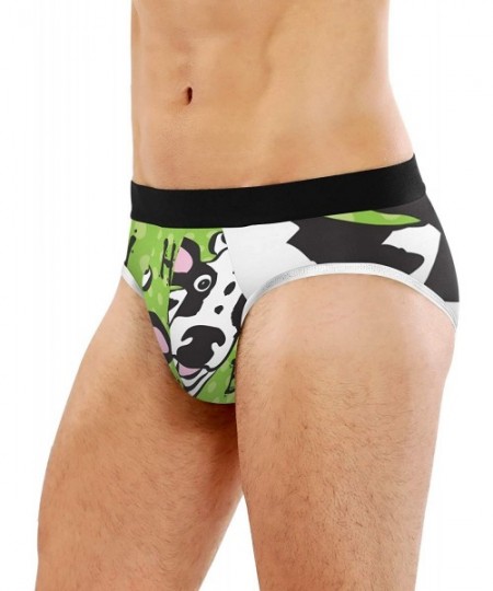 Briefs Men's Briefs Happy Cow On Polka Dot Background Men's Underwear Triangle Print Breathable Briefs - CL197HK0A6E