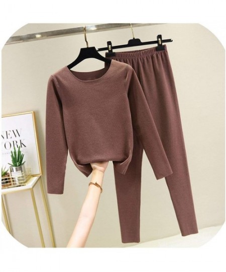 Thermal Underwear Winter Thermal Underwear for Women Keep Warm Clothes Women Sets - Brown - CU193UOIX7I