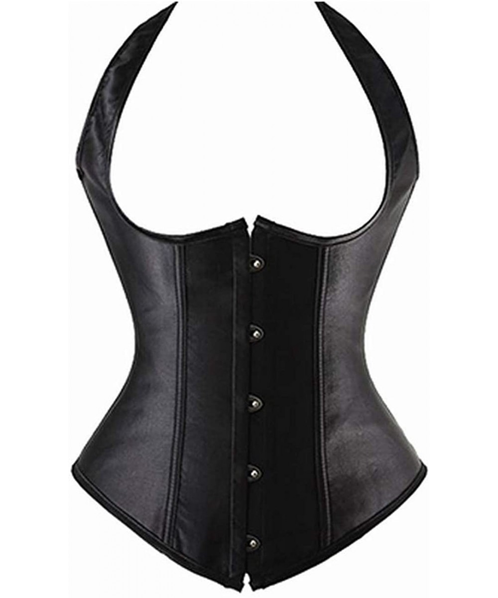 Bustiers & Corsets Steampunk Steel Boned Lace Up Back Sexy Body Bustier Overbust Corset Women Waist Cincher Corsets Black - S...