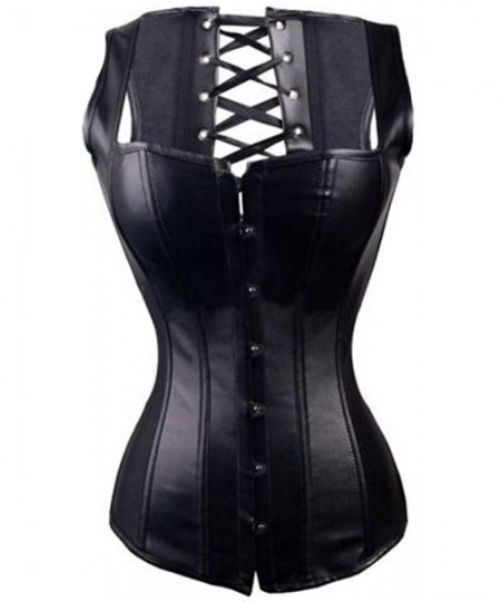 Bustiers & Corsets Steampunk Steel Boned Lace Up Back Sexy Body Bustier Overbust Corset Women Waist Cincher Corsets Black - S...