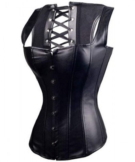 Bustiers & Corsets Steampunk Steel Boned Lace Up Back Sexy Body Bustier Overbust Corset Women Waist Cincher Corsets Black - S...