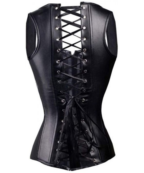 Bustiers & Corsets Steampunk Steel Boned Lace Up Back Sexy Body Bustier Overbust Corset Women Waist Cincher Corsets Black - S...