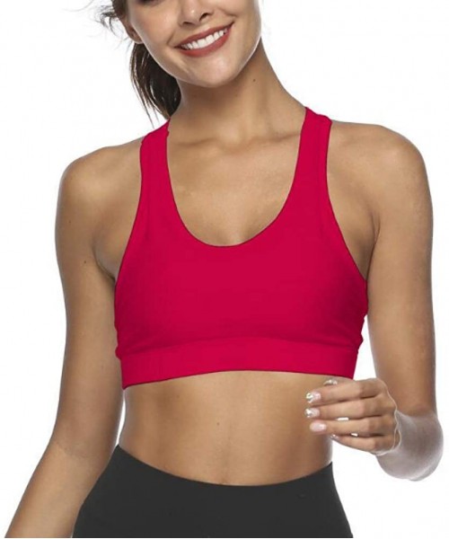 Bras Top Women Sports Bra with Phone Pocket Push Up Underwear Top Female Gym Fitness Running Yoga - Red - CL18AA7U4S4