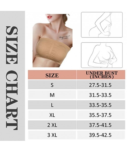 Camisoles & Tanks Women's Bandeau Bra- Basic Padded Tube Bra Top Strapless Brarette Bra S-XXXL - Beige - CB18UWE3NW6