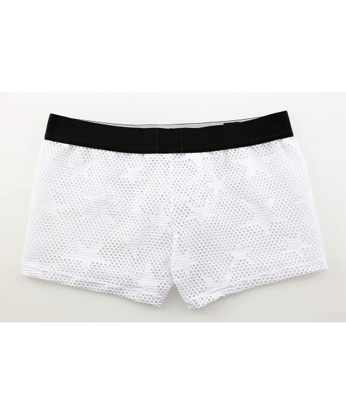 Briefs Men's Underwear Pants Sexy Transparent Star Print Large Mesh Boxer Underwear Pants - White - CK19DWDQ4S5