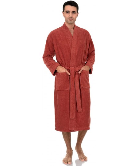 Robes Men's Robe- Turkish Cotton Terry Kimono Bathrobe - Ginger Spice - CR12N24UXSB