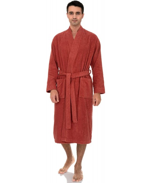 Robes Men's Robe- Turkish Cotton Terry Kimono Bathrobe - Ginger Spice - CR12N24UXSB