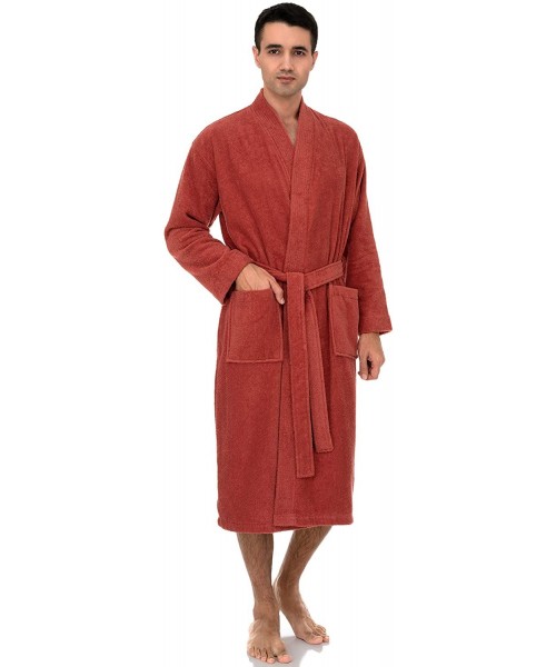 Robes Men's Robe- Turkish Cotton Terry Kimono Bathrobe - Ginger Spice - CR12N24UXSB