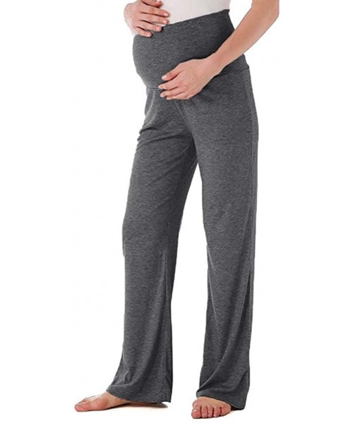 Bottoms Women's Maternity Wide/Straight Versatile Pajama Yoga Workout Palazzo Lounge Pants Stretchy Pregnancy Trousers - Dark...