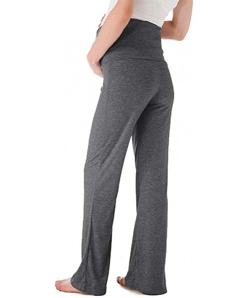 Bottoms Women's Maternity Wide/Straight Versatile Pajama Yoga Workout Palazzo Lounge Pants Stretchy Pregnancy Trousers - Dark...