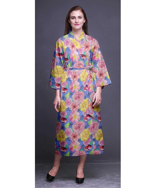 Robes Printed Crossover Robes Bridesmaid Getting Ready Shirt Dresses Bathrobes for Women - Lavender Blue - CF18TM53R7K