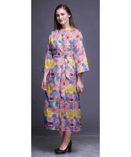 Robes Printed Crossover Robes Bridesmaid Getting Ready Shirt Dresses Bathrobes for Women - Lavender Blue - CF18TM53R7K