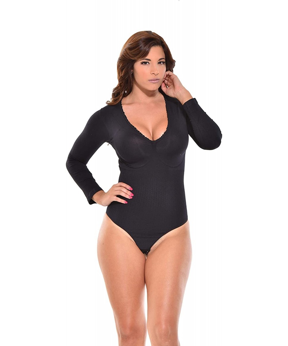 Shapewear BodyBriefer Arm Control Shapewear - Long Sleeve Tummy Control Body Shaper - Black - C9195LO4HSI