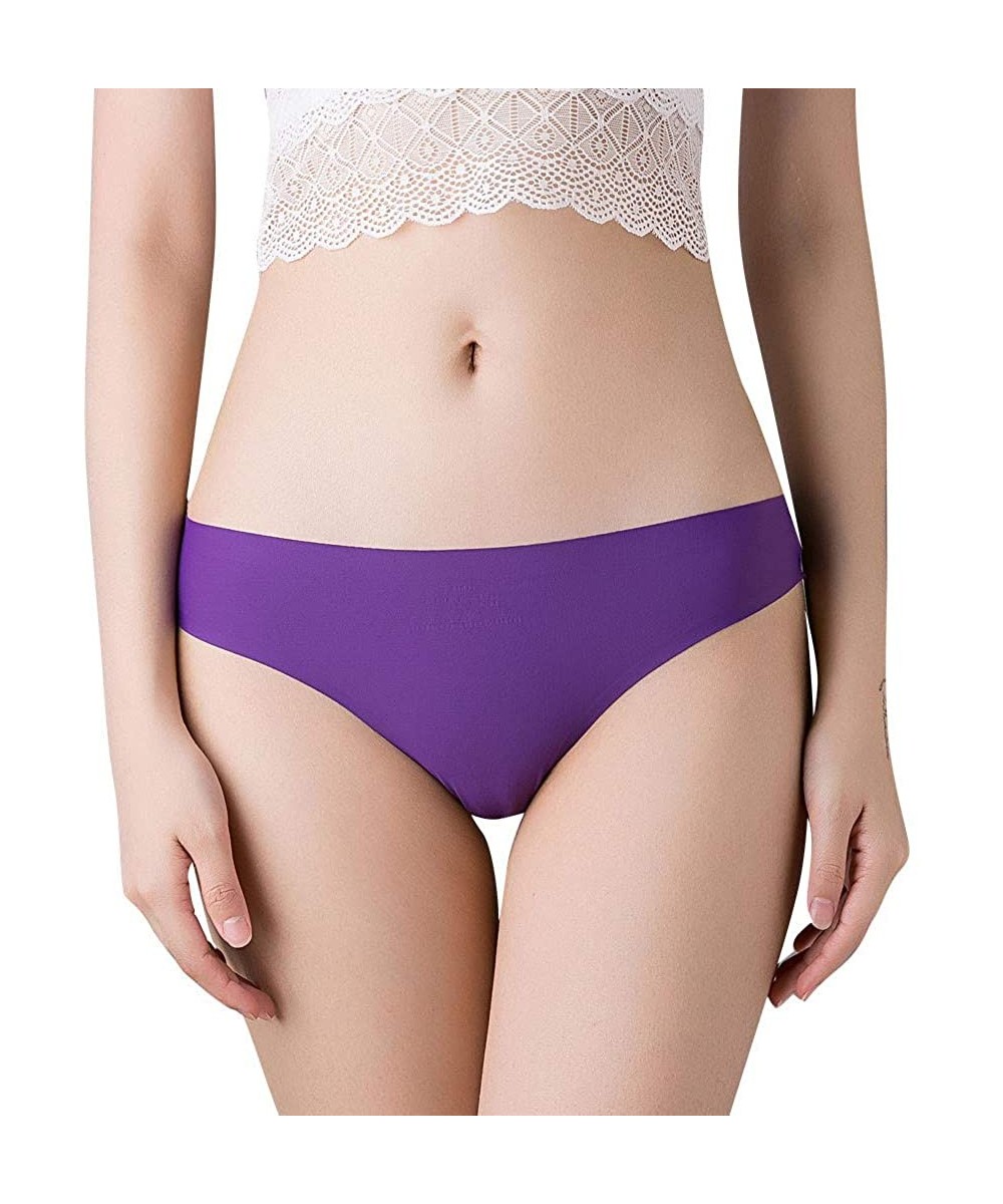 Tops Women's Clothing-Bikini Panty Thong Sexy Panties Thong Lace Low Waist Pants Briefs Underwear Solid Color - Purple - CB18...