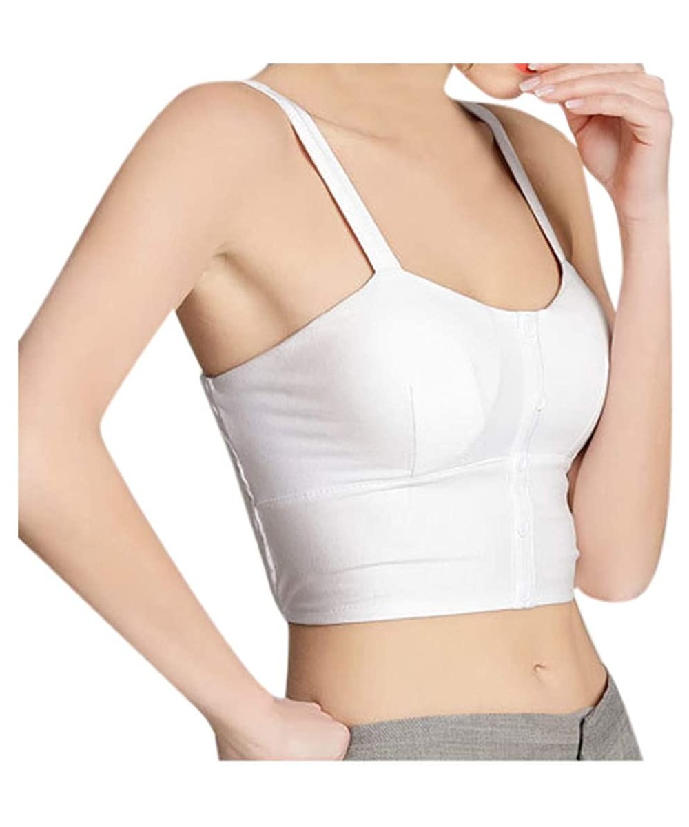 Robes Women's Short Umbilical High Waist Solid Color Chest Pad Small Camisole - White - C8194H22Y43