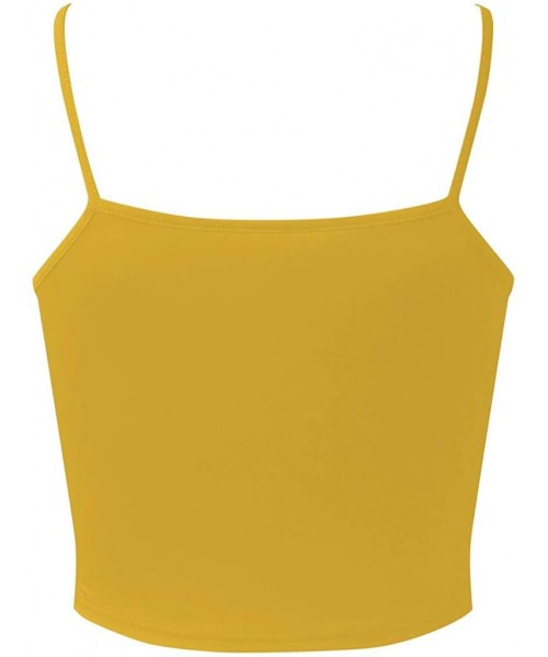 Camisoles & Tanks Women's Fashion Plus Size Spaghetti Strap V Neck Ruched Cami Bralette Bustier Crop Top - Yellow - CQ197264YIU