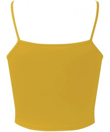 Camisoles & Tanks Women's Fashion Plus Size Spaghetti Strap V Neck Ruched Cami Bralette Bustier Crop Top - Yellow - CQ197264YIU