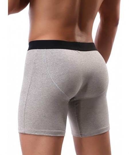 Boxer Briefs Mens's Cotton Pouch Trunks Sexy Bulge Long Leg Boxer Underwear - 4 Pack - CQ18M797KUE