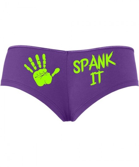 Panties Spank It My Ass with Hand Palm Print BDSM Sexy Boyshort - Lime Green - CS18SULG0M9