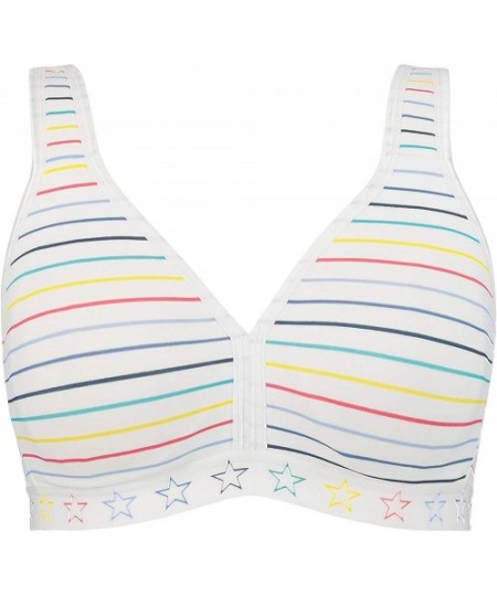 Bras Women's Plus Size Stripe Wirefree Minimizer Microfiber Bra 747017 - Multicoloured (Multi 74701790) - C9198GOIXGH