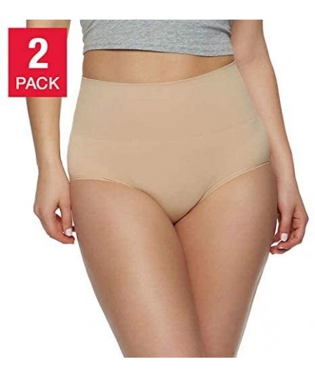 Panties Vanderbilt Ladies Seamless Shaping Brief Medium Control Soft Yarn (2 Pack) - Nude - CJ18ZIQ7W65