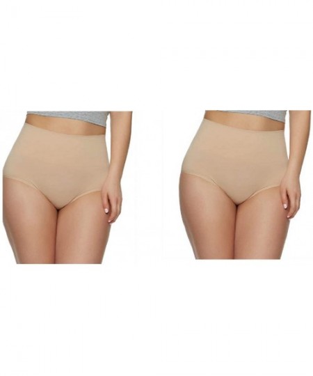 Panties Vanderbilt Ladies Seamless Shaping Brief Medium Control Soft Yarn (2 Pack) - Nude - CJ18ZIQ7W65