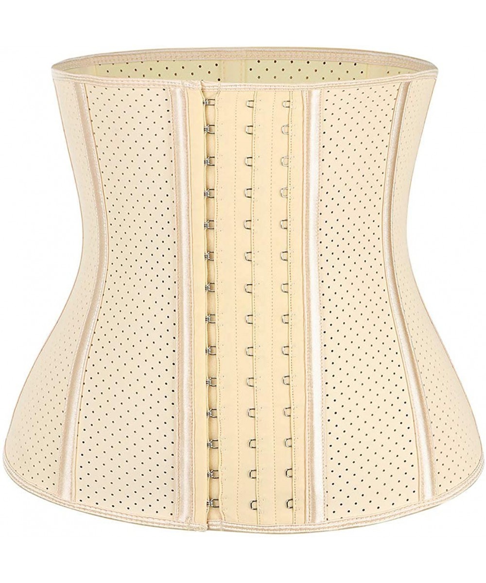 Bustiers & Corsets Women's Latex Underbust Corset Waist Training Cincher 9 Steel Boned - Beige Breathable - C912F6GXN17