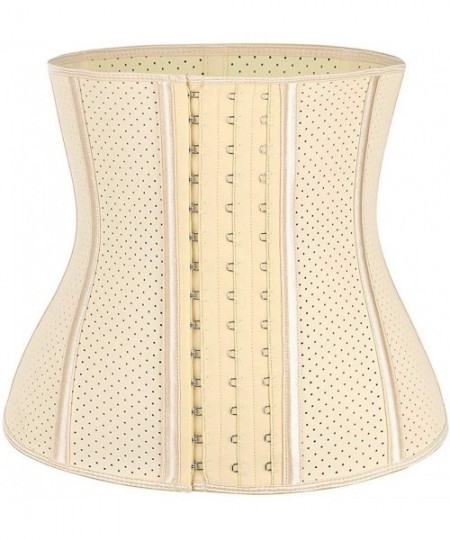 Bustiers & Corsets Women's Latex Underbust Corset Waist Training Cincher 9 Steel Boned - Beige Breathable - C912F6GXN17