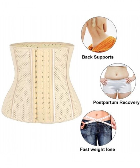 Bustiers & Corsets Women's Latex Underbust Corset Waist Training Cincher 9 Steel Boned - Beige Breathable - C912F6GXN17