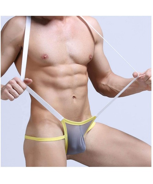 Shapewear Mens Elastic Straps Suspender Wrestling Singlet Bulge Pouch Leotard Bodysuit Adjustable Underwear - CG19DL78YUQ