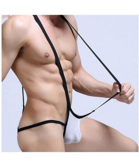 Shapewear Mens Elastic Straps Suspender Wrestling Singlet Bulge Pouch Leotard Bodysuit Adjustable Underwear - CG19DL78YUQ