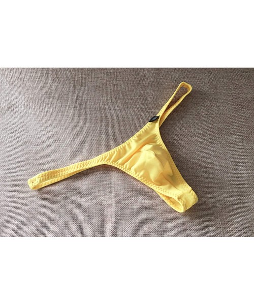 G-Strings & Thongs Men Pouch Underwear Fashion Nylon Man T Back G Strings Elastic Thongs Erotic - Yellow - CV193HD724K