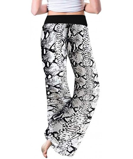 Bottoms Womens Comfy Pajama Pants Floral Print Casual Drawstring Palazzo Wide Leg Lounge Pants High Waist Trousers 2 Black - ...