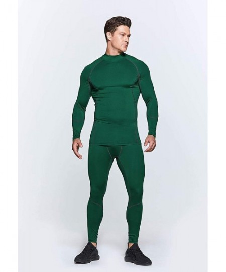 Undershirts Men's Cool Dry Fit Mock Long Sleeve Compression Shirts- Athletic Workout Shirt- Active Sports Base Layer T-Shirt ...