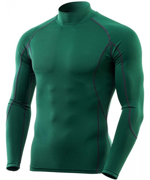 Undershirts Men's Cool Dry Fit Mock Long Sleeve Compression Shirts- Athletic Workout Shirt- Active Sports Base Layer T-Shirt ...