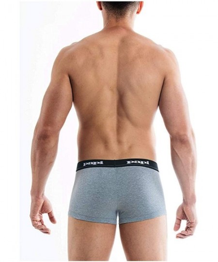 Trunks Classic Cotton Brazilian Fashion Trunks (3-Pack of Men's Underwear) - Black/Grey/Leaf - CA18STEKMRG