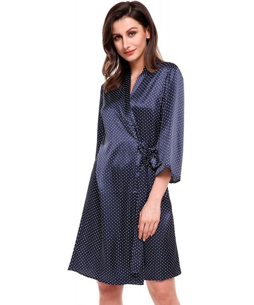 Robes Womens Robes Floral Short Bride Bridesmaid Kimono Robes Sleepwear Nightwear - Blue Dot - CX1927E53SH