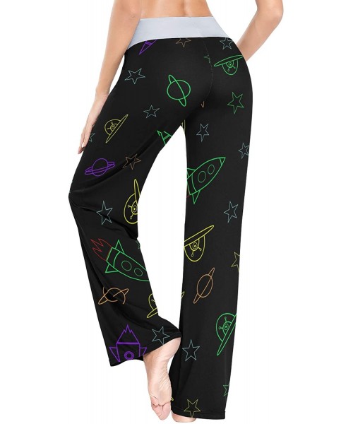 Bottoms Rocket Pattern Women Loose Palazzo Casual Drawstring Sleepwear Print Yoga Pants - C419D8UHXC2