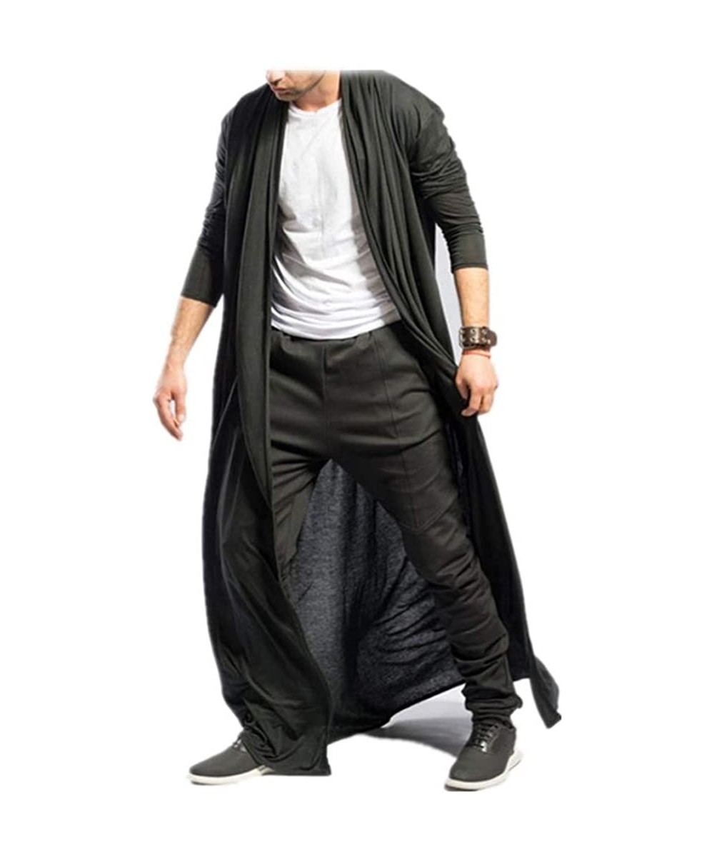 Thermal Underwear Men's Ruffle Shawl Collar Cardigan Jackets Open Front Outerwear Cotton Long Drape Cape Poncho Trench Coat -...